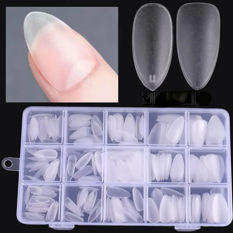 

300 Pieces of Nail Art Press-On Fake Nails, Matte Transparent Full Cover Coffin Square Almond Short Fake Nails, Gel Tip Nail