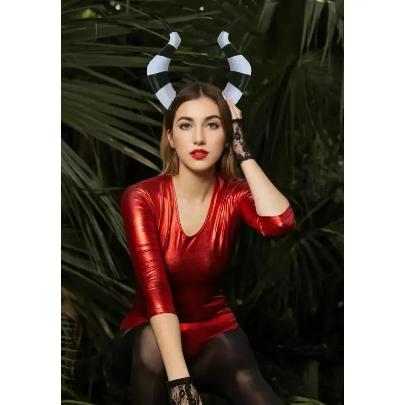 WENAM أنيمي Helluva تأثيري بوس Moxxie تأثيري Moxxie قرون أسود أبيض قرون بيند النساء الرجال هالوين تأثيري الدعامة