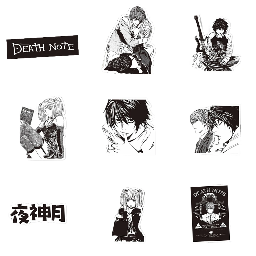 10/30/65pcs Anime DEATH NOTE Stickers Cool Black and White Graffiti Sticker DIY Phone Luggage Notebook Cartoon Decals Decoration