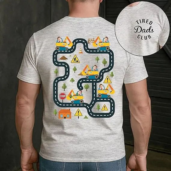 Tired Dads Club Construction Road Car Track Massage Lustiges Geschenk für Papa – Personalisiertes Shirt Y2k Herrenmode Grafikkleidung Neuheit – Detail 4