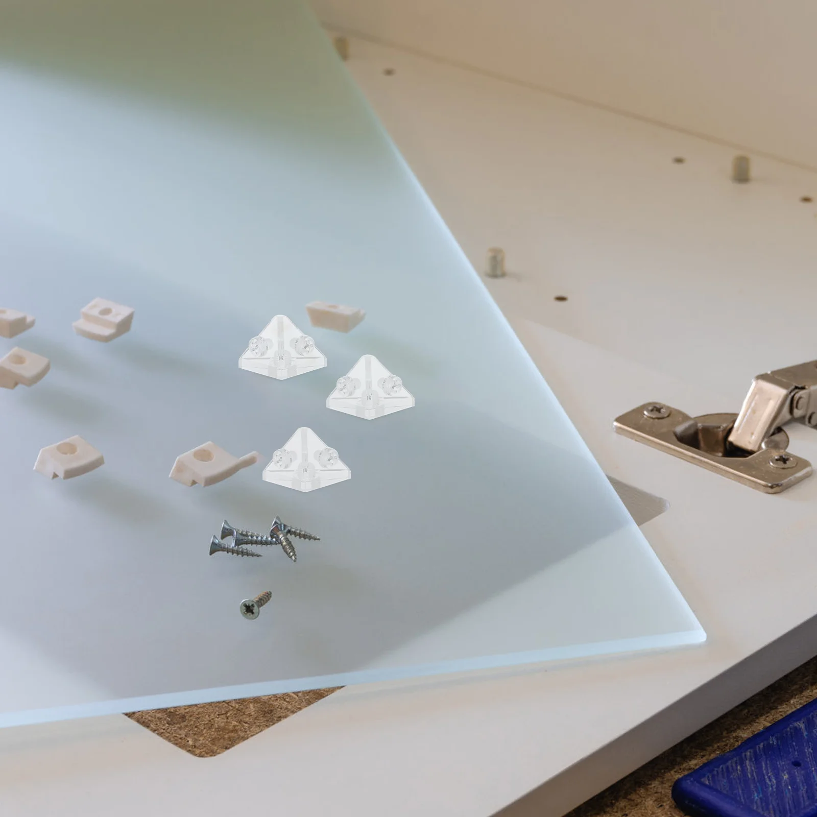 10 قطعة دعامات زاوية أكريليك شفافة سهلة التركيب وإعادة الاستخدام للحافظات والأرفف تصميم ثابت دعامة زاوية أكريليك #1