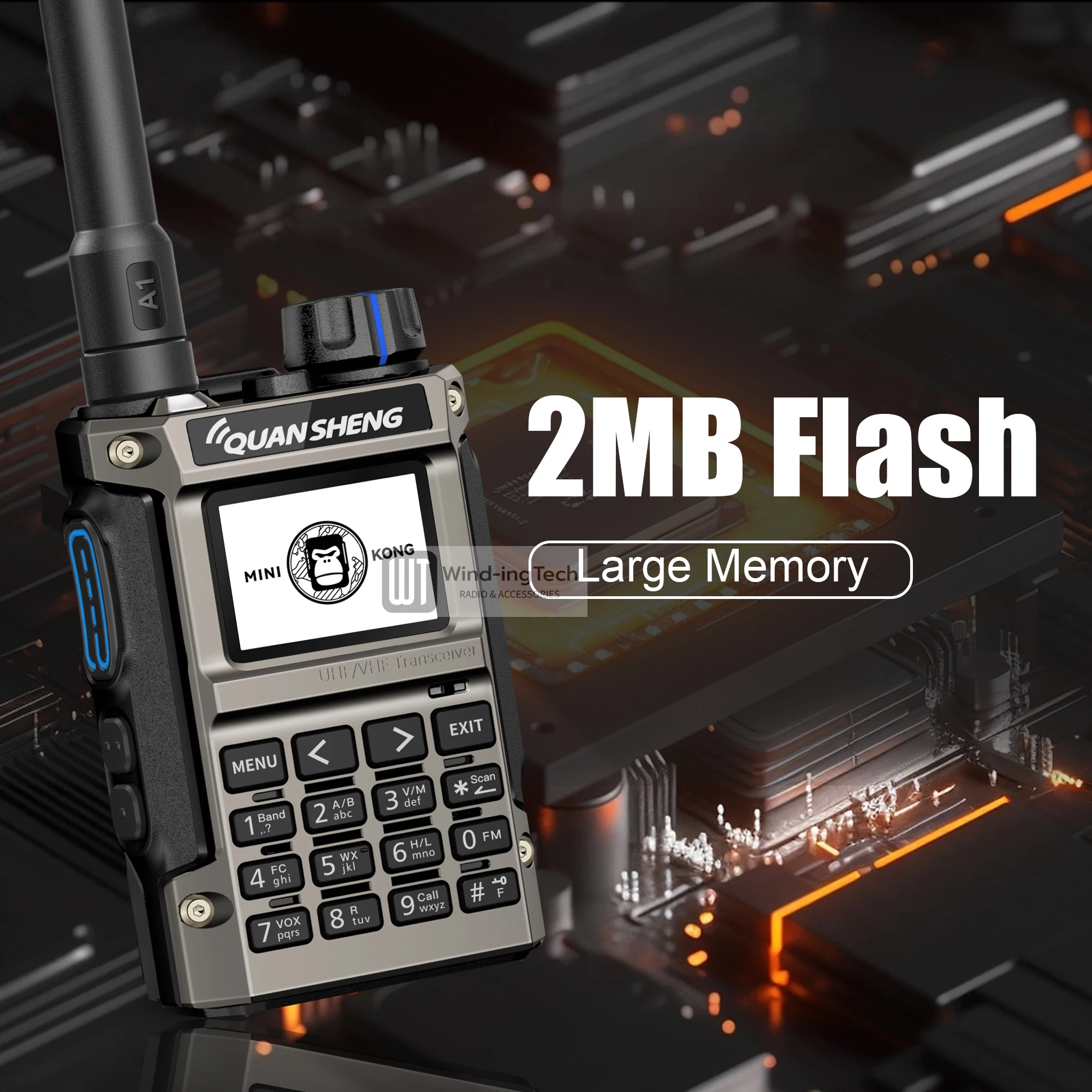 Quansheng UV-K1(8) جهاز اتصال لاسلكي صغير 2 ميجابايت فلاش 50-600 ميجا هرتز تردد نسخ لاسلكي AM FM Type-C 5 كجم طويل المدى هام اتجاهين راديو