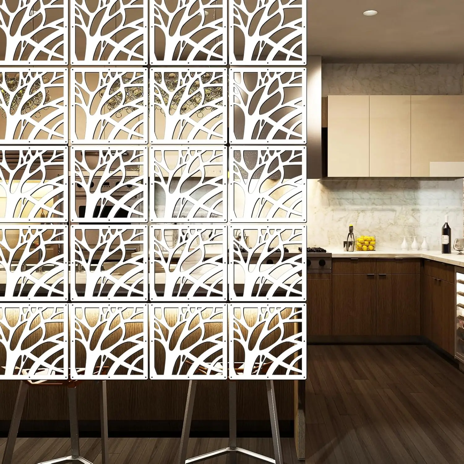Hanging Room Divider,10 Pieces Wood-Plastic Hanging Panels 0.2“Thick Screen Panel for Living Room Bedroom Home Decoration(DQ,11