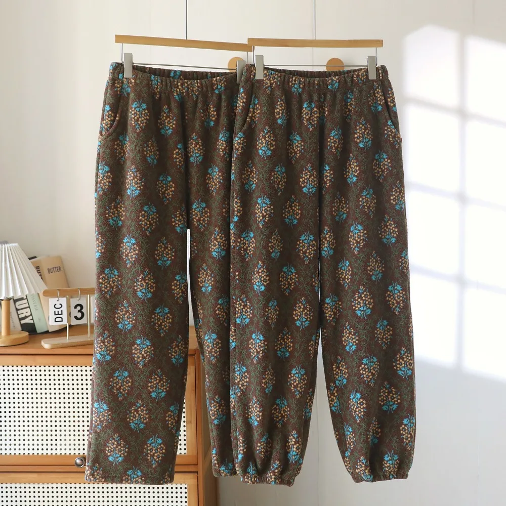 Flannel Winter Thickened Pajama Pants Sleepwear Female Elastic Waist Sleep Bottoms Trousers Soft Comfort Loungewear Home Wear