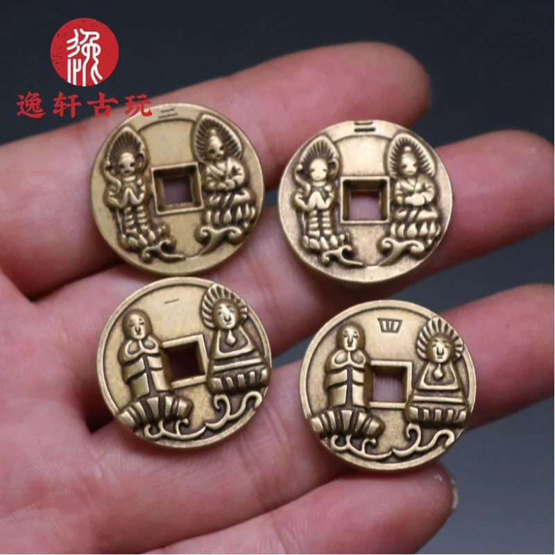 

Антикварная задняя часть Chunhua Yuanbao, двойной Будда, утолщенная коллекция старинных монет, антикварные поделки, медная монета, медные деньги