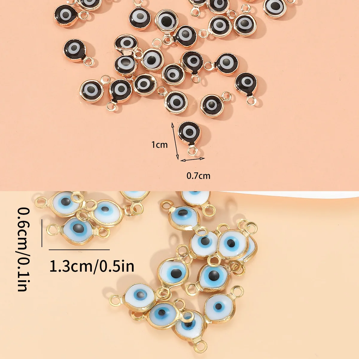 40pcs/lot LUCKY EYE Evil Eye Golden/Silvery Color Tone Charms Connectors Beads for DIY Bracelet Bangle Jewelry Accessories