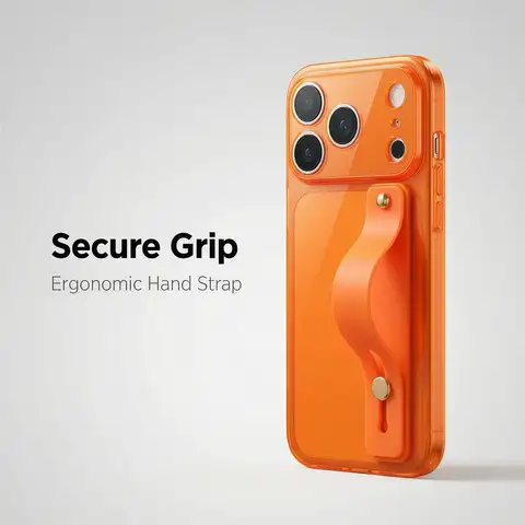 for iPhone 17 16 15 Pro Max with Wrist Strap Kickstand Shockproof Translucent Back Cover With Adjustable Hand Grip Loop