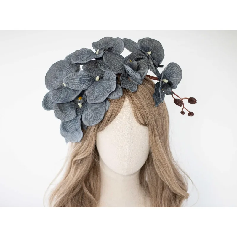 Day of the Dead Orchid Fascinator – Floral Headband for Mexican Día de los Muertos Costume & Halloween Party