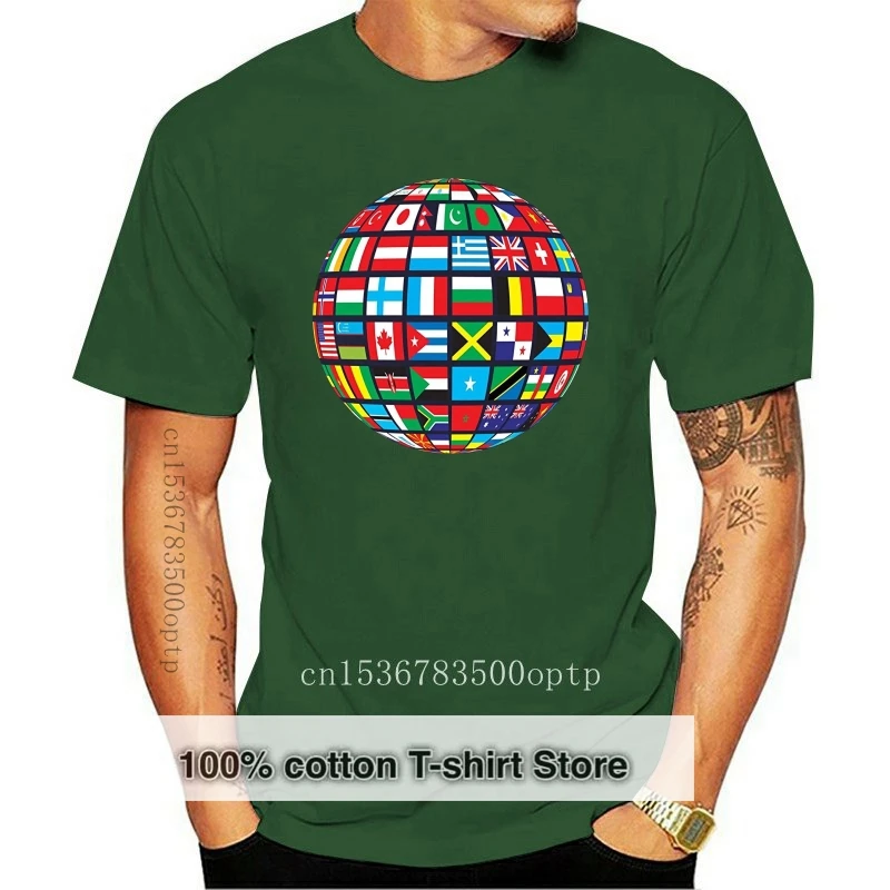 New O-neck Sunlight Men T-shirt World Flag T-shirt Countries Geography Teacher Travel Tee