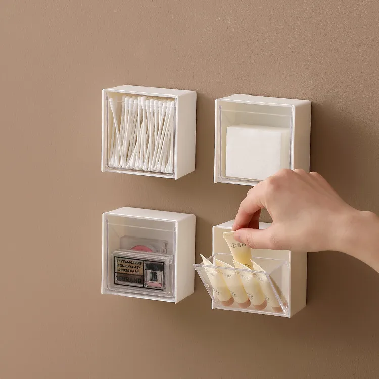 

Wall Mounted Storage Box Clamshell Design Plastic Cotton Swab Storage Holder органайзер для кухни bathroom accessories
