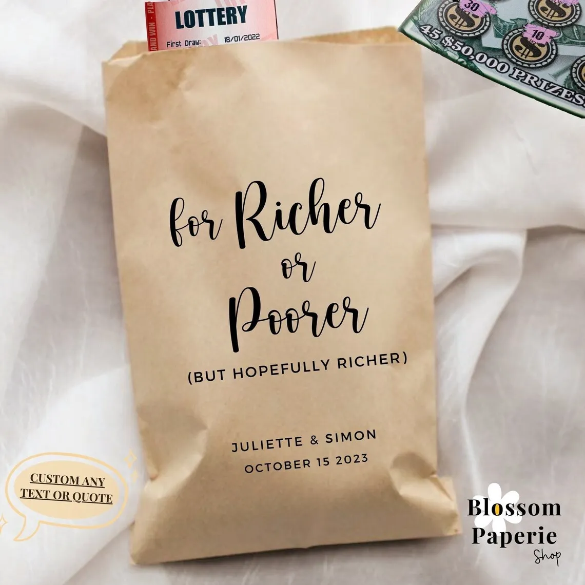 For Richer or Poorer Favor Bag Wedding Lottery Ticket Favors Bag Wedding Scratchers Favor Bag Wedding Lotto Ticket Lottery Favor