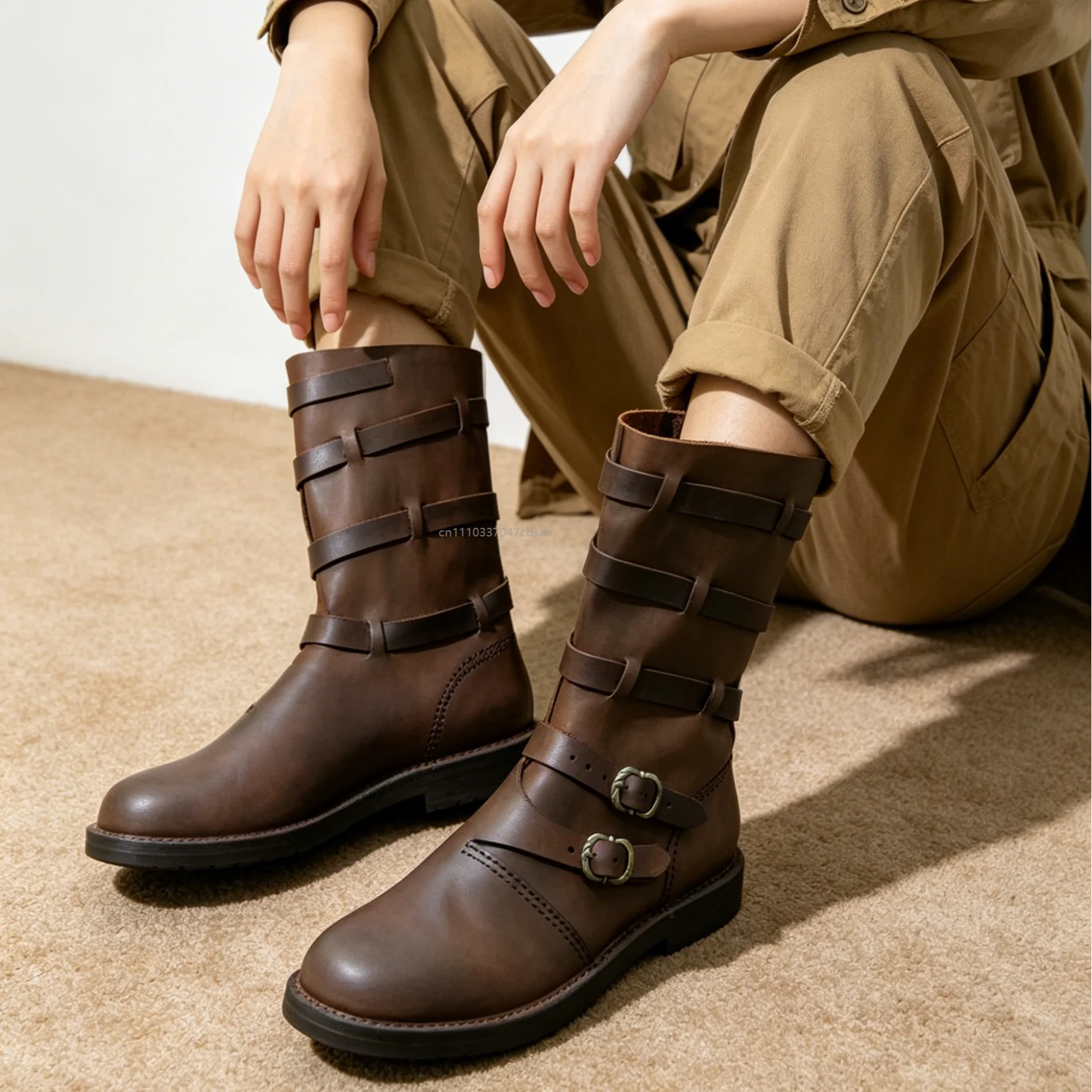 

Medieval Pirate Soldier Cosplay Knight Boots New European And American Renaissance Roman Shoes Role Play Round Toe Low Heel Boot