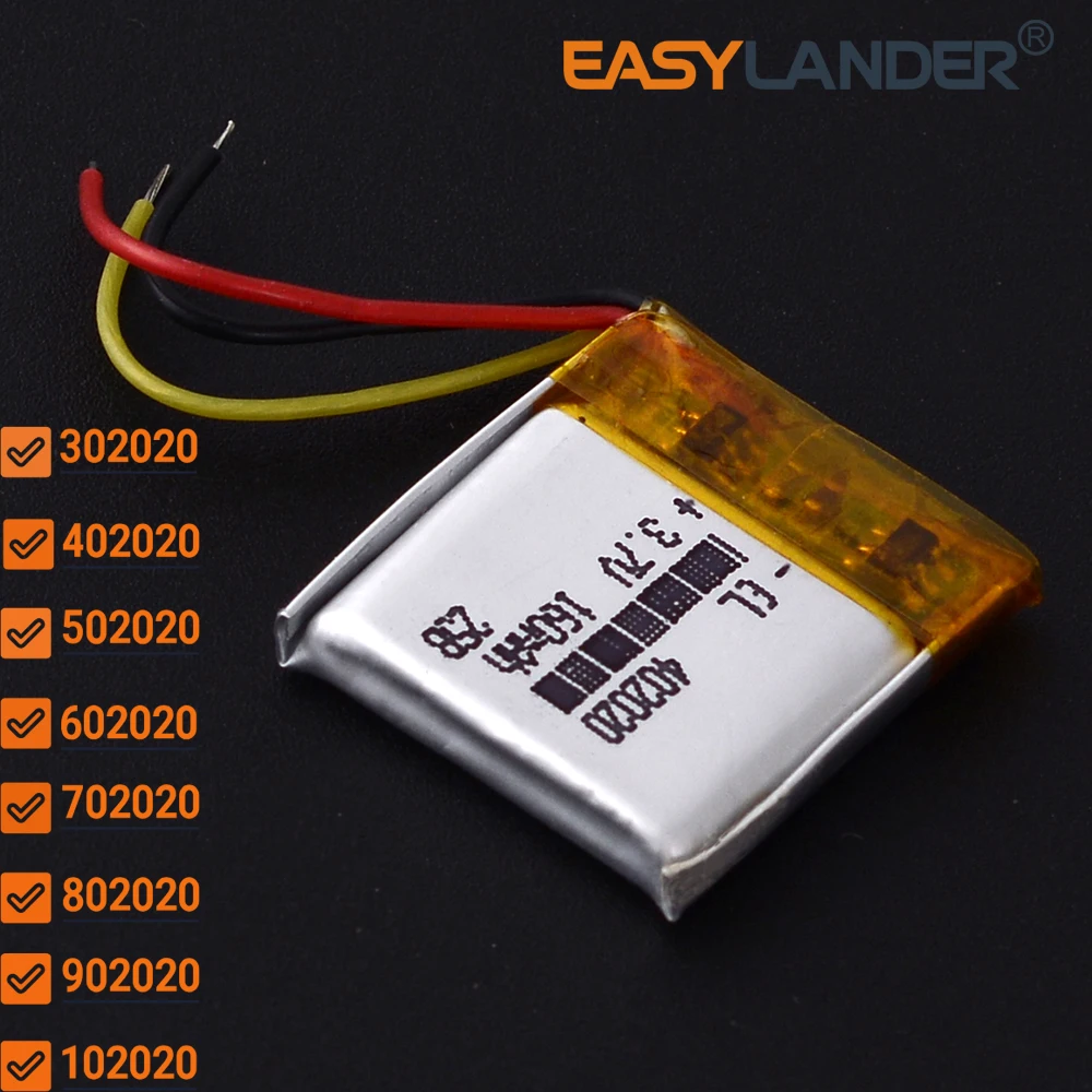 2Pcs/Lot 3Lines 3.7V 302020 402020 502020 150mAh 602020 702020 802020 902020 102020 Li-Polymer Li-ion Battery Lipo Batteries