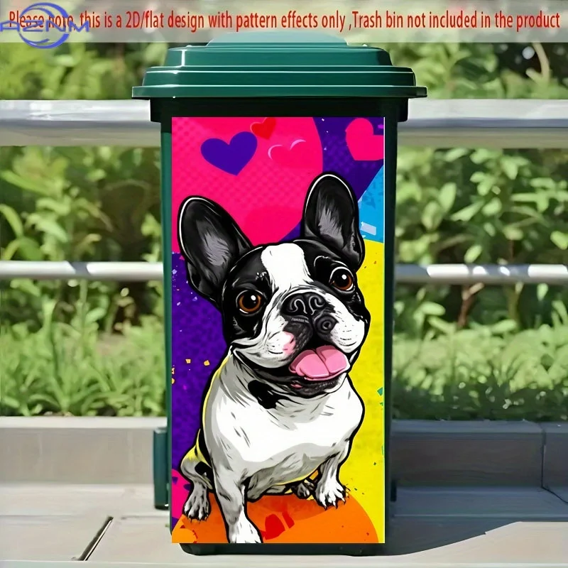 1PC1pc of Trash Can Sticker, × Cm, Featuring a French Bulldog Graffiti Theme Design, Self-Adhesive Wallpaper for Decoration, S
