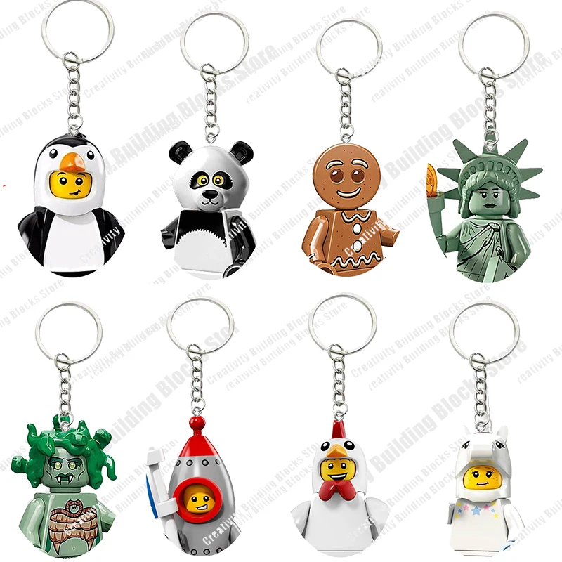 

New Keychain Series Penguin Panda Boy 3D Model DIY Building Block Toy Classic Movie Model Children's Toy Gift