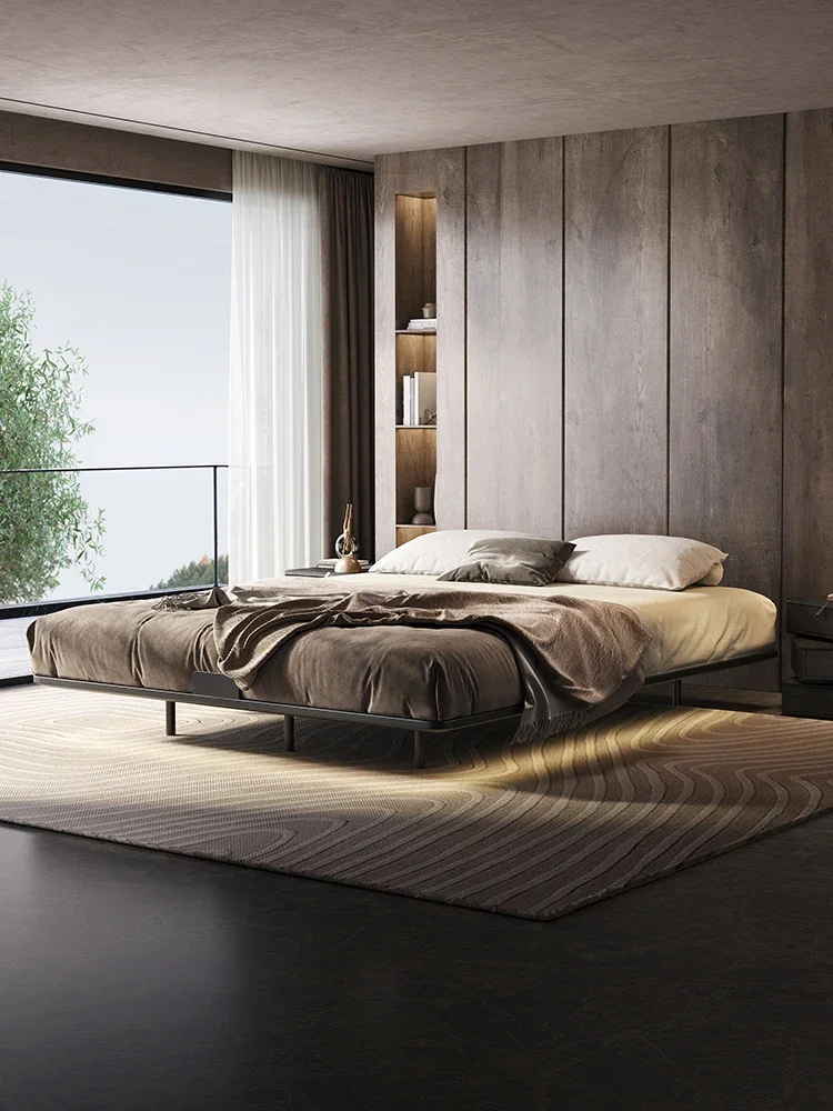 

Carbon steel suspended bed frame, no bedside, master bedroom 1.8 meters double, flush edge thickened furniture