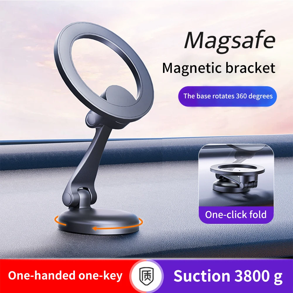 Zinc Alloy Folding Magnetic Car Phone Holder Saving Space Cell Phone Support Stand For SUV Truck