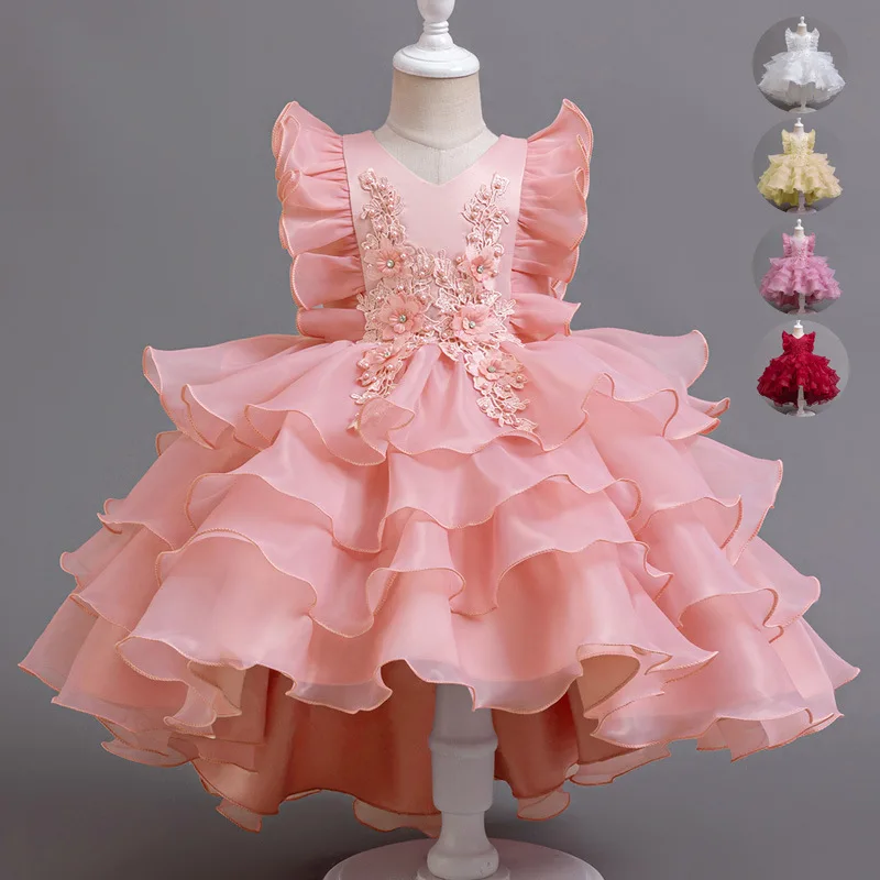 Flower Children's Clothing Mesh Princess Dress Small Medium-sized Children's Clothing Little Girls' Birthday Trailing Dresses