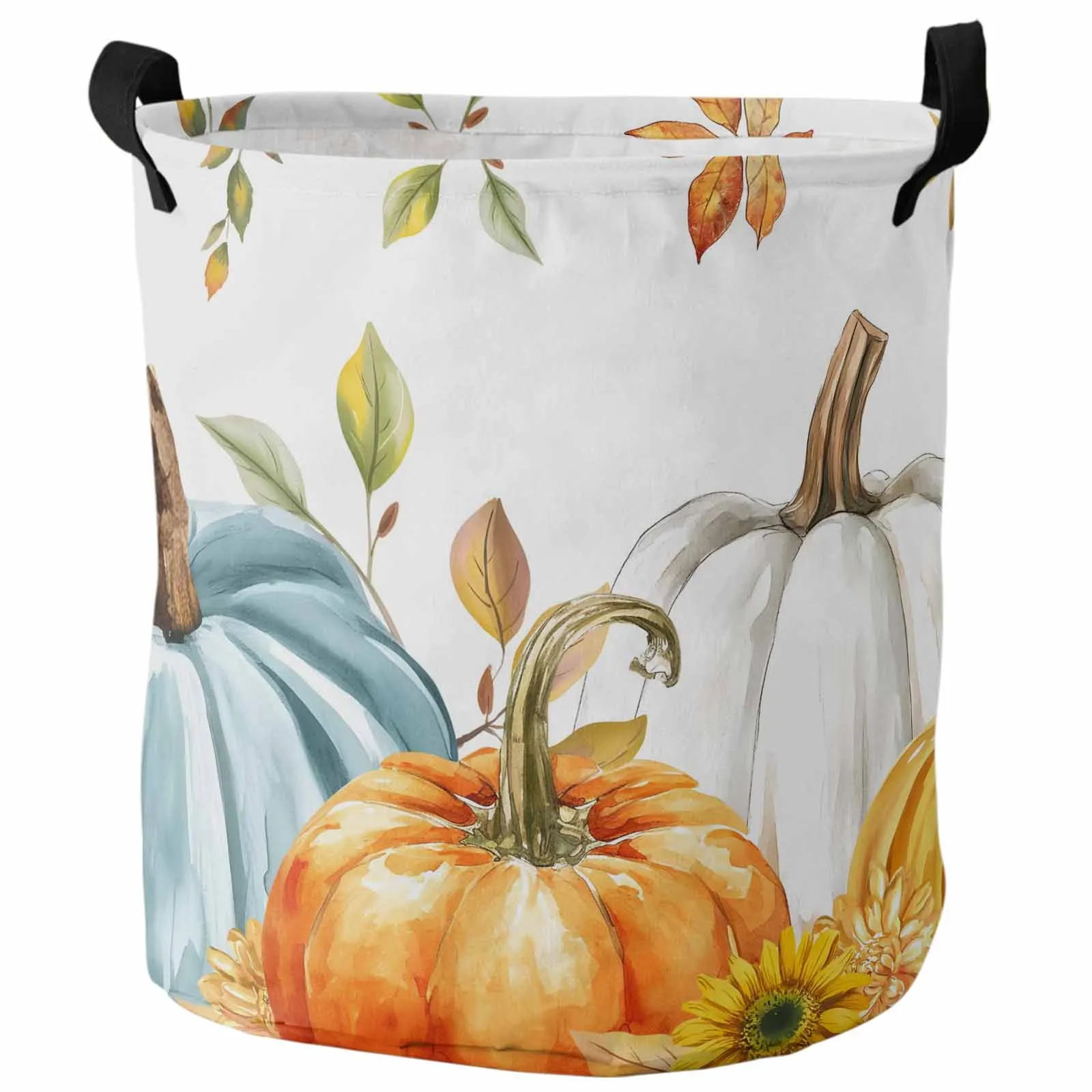 

White Background Harvest Pumpkin Foldable Dirty Laundry Basket Kid's Toy Organizer Waterproof Storage Baskets