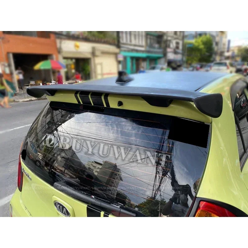 REAR WING SPOILER For Kia Picanto Spoiler ABS Plastic Carbon Fiber Look Hatchback Roof Rear Wing Body Kit Accessories 2008-2020