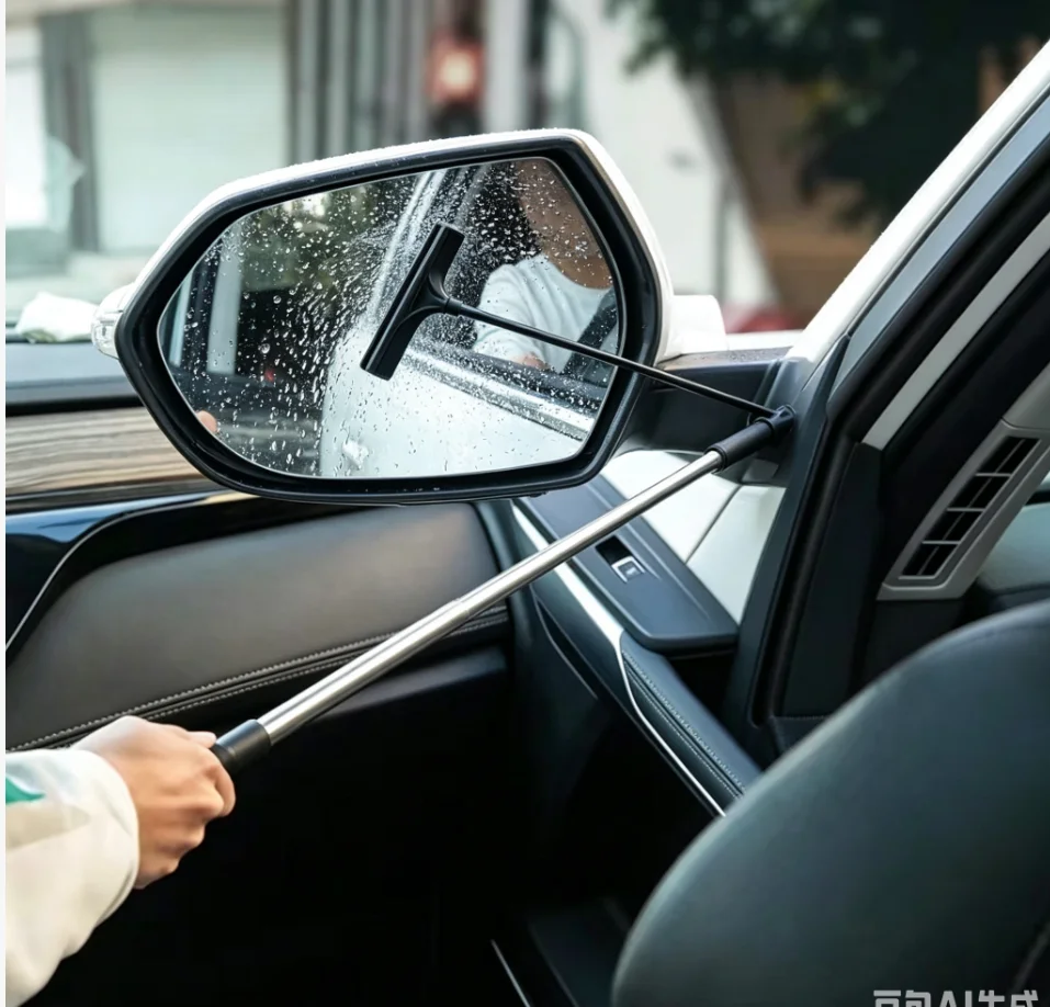 SEAMETAL Car Telescopic Rearview Mirror Squeegee Portable Rainy Glass Window Handheld Wiper Car Side Mirror Cleaning Tool