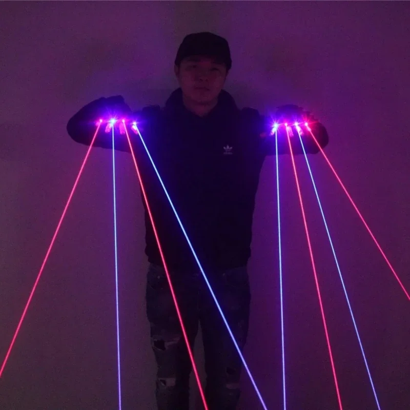 Blue red laser laser half finger luminous gloves nightclub bar stage performance live broadcast props