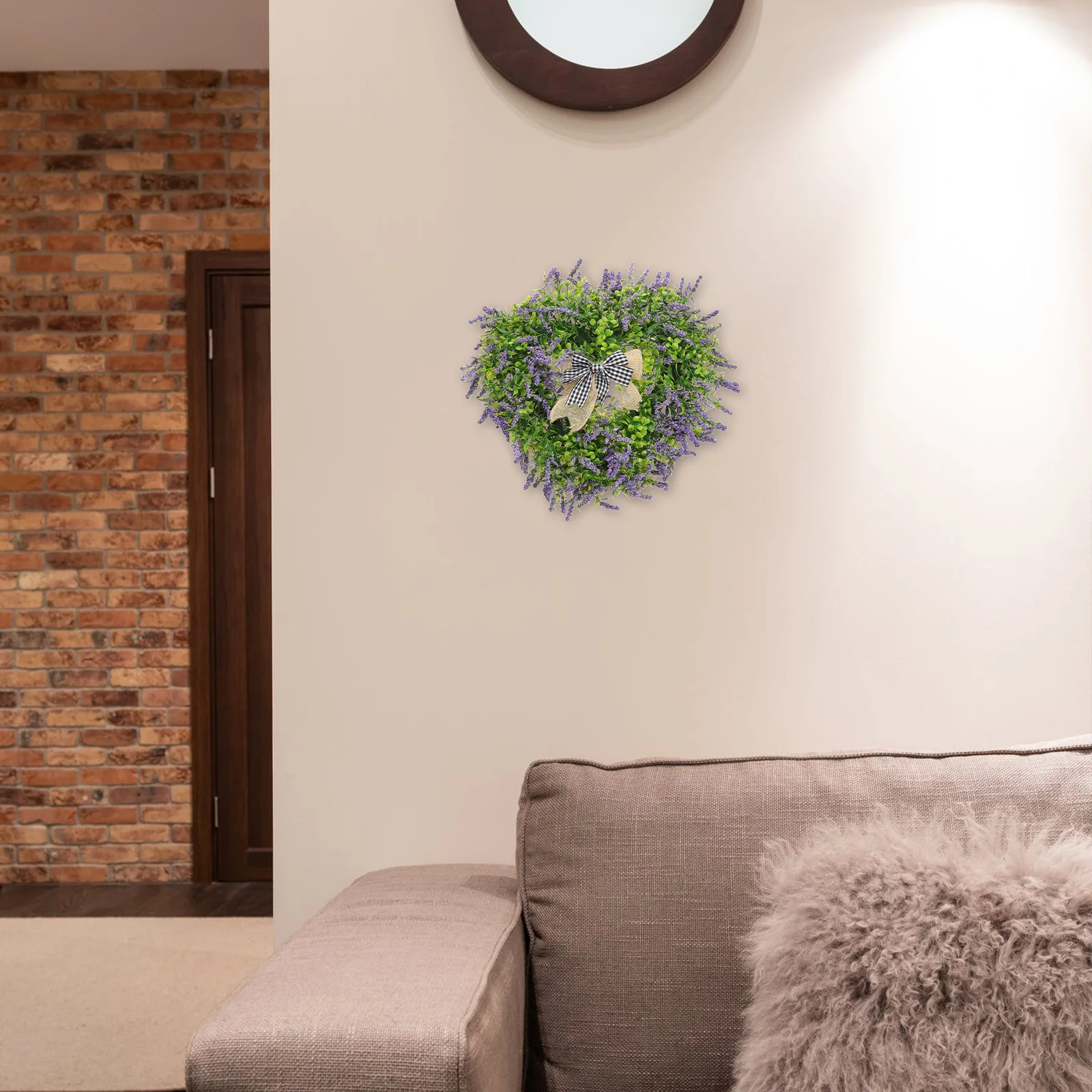 

Realistic Artificial Floral Wreath Heart-Shaped Lavender Garland High-Quality Simulation Leaf Wreath for Door Welcome Front