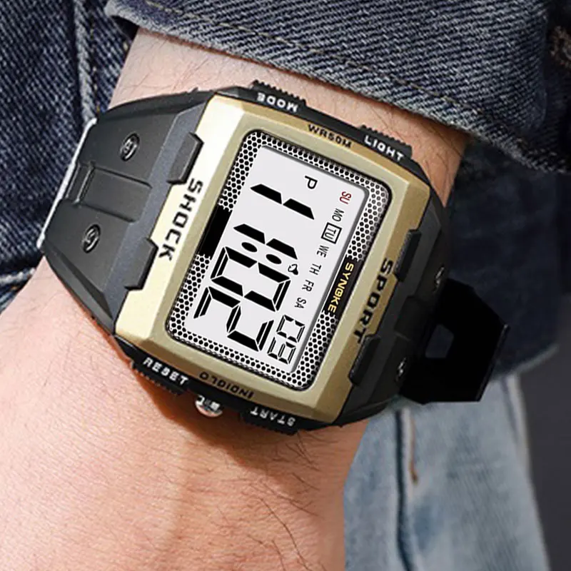 SYNOKE Fashion Brand Watches Easy to Read Watch Outdoor Sports Men Big Numbers Digital Watchwrist 5ATM Waterproof Clock 2023 New