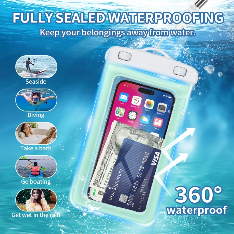 EGGORY-Bolsa impermeable universal para teléfono móvil, transparente, de tres capas, sellada, para surf, natación, pesca