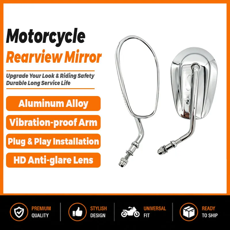 HARLEY Motorcycle Rearview Mirrors for Touring Road King Sportster Dyna, Side Pair 1982-2025
