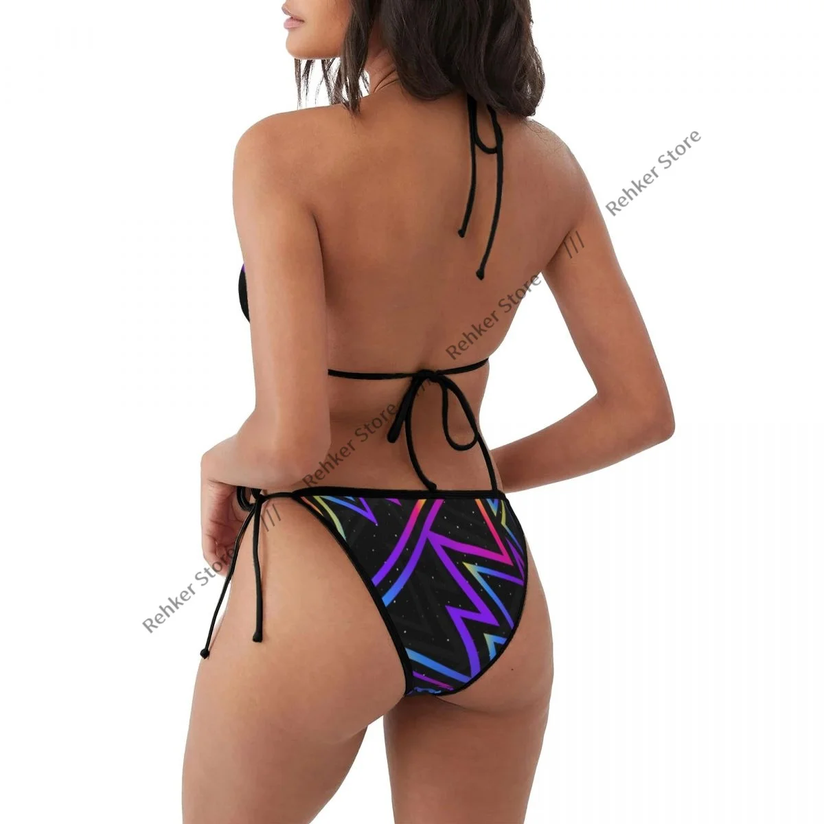 Sexy Bikini Women Swimsuit Two Piece Swimwear Geometric Space Pattern Bathing Suit Beachwear
