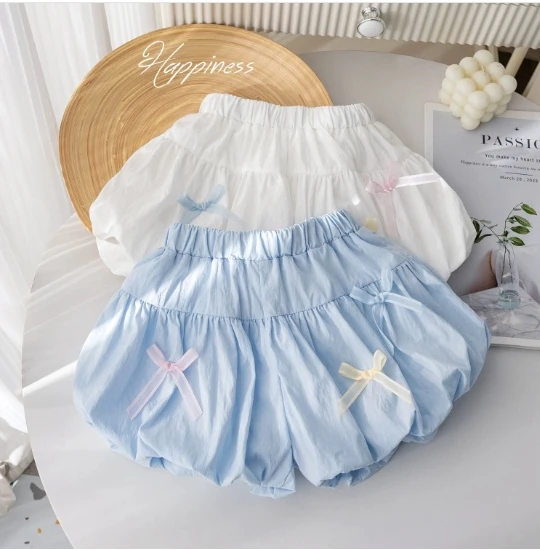

Girls Pants 2025 Summer New Childrens Wear Korean Style Baby Girl Fashion Lace Cake Pleated Skirt Pants Casual Simple Daily