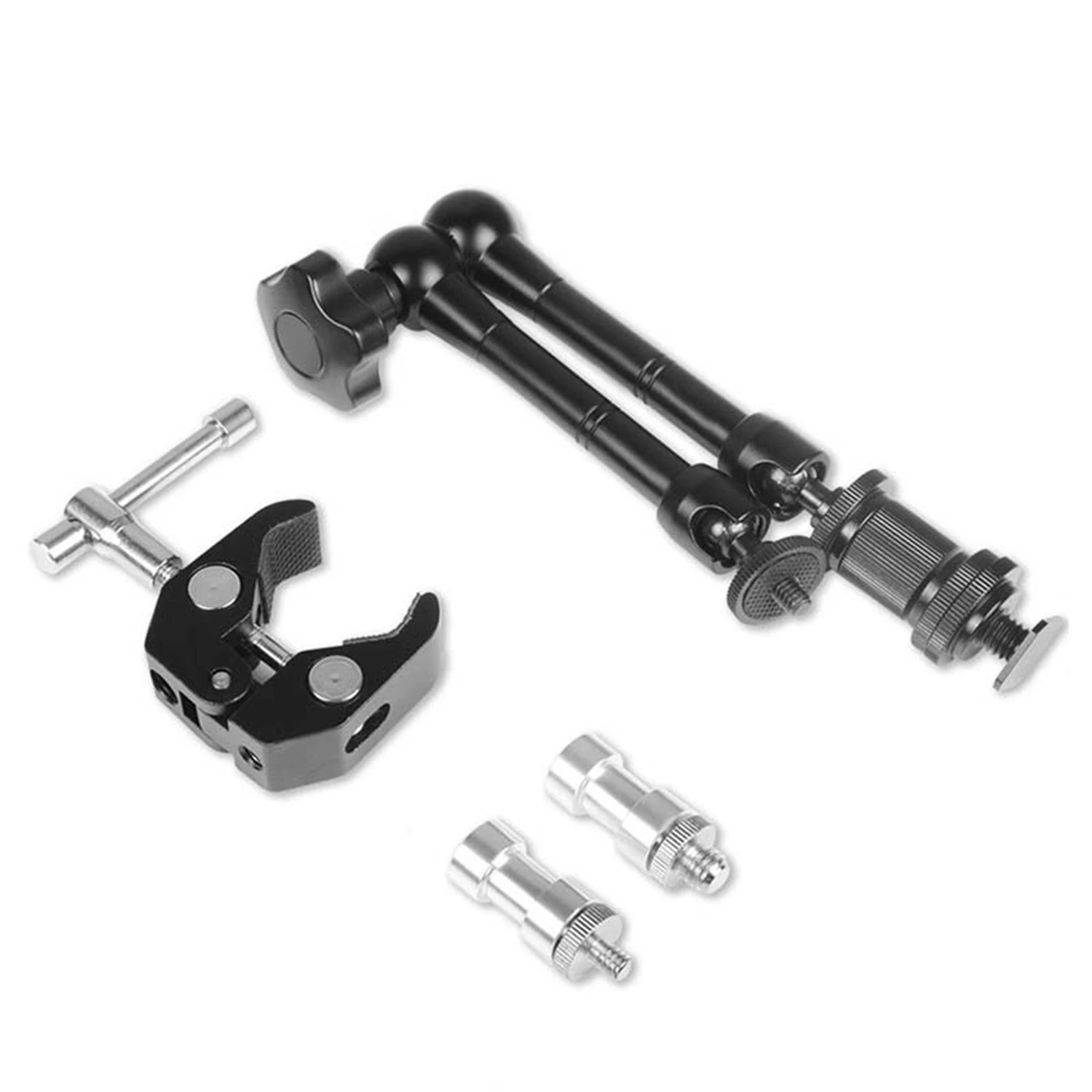 Magic Arm With Super Clamp 11 inch Articulating Friction Crab Clamp With 1/4 inch And 3/8 inch Thread For Dslr Camera Rig,