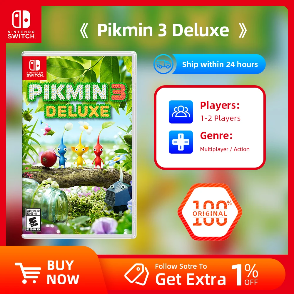 Nintendo Switch Game Deals - Pikmin 3 -Deluxe - Games Cartridge Physical Card Support TV Tabletop Handheld Mode