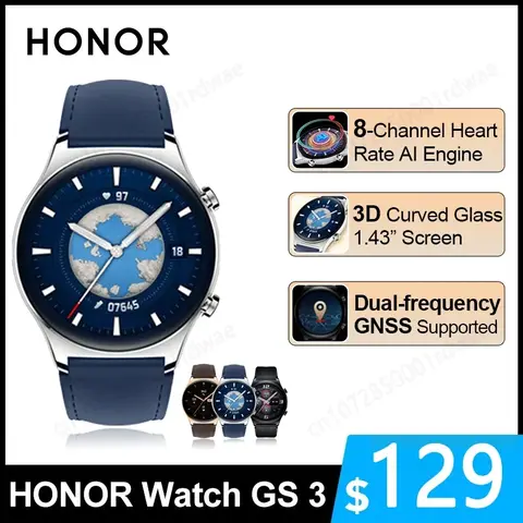 スマートクロック3 gs3,デュアル周波数,GPS,血中酸素モニター,HONOR-GSインチのAmoledスクリーン,Bluetooth,1.43