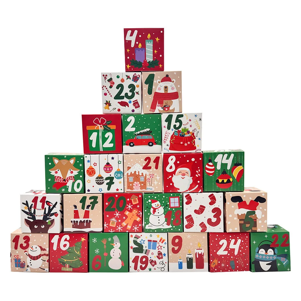 

DIY Christmas Countdown Advent Calendar 2025 - 24 Days with 24pcs Christmas Cardboard Treasure Boxes Make And Fill Your Own Holi