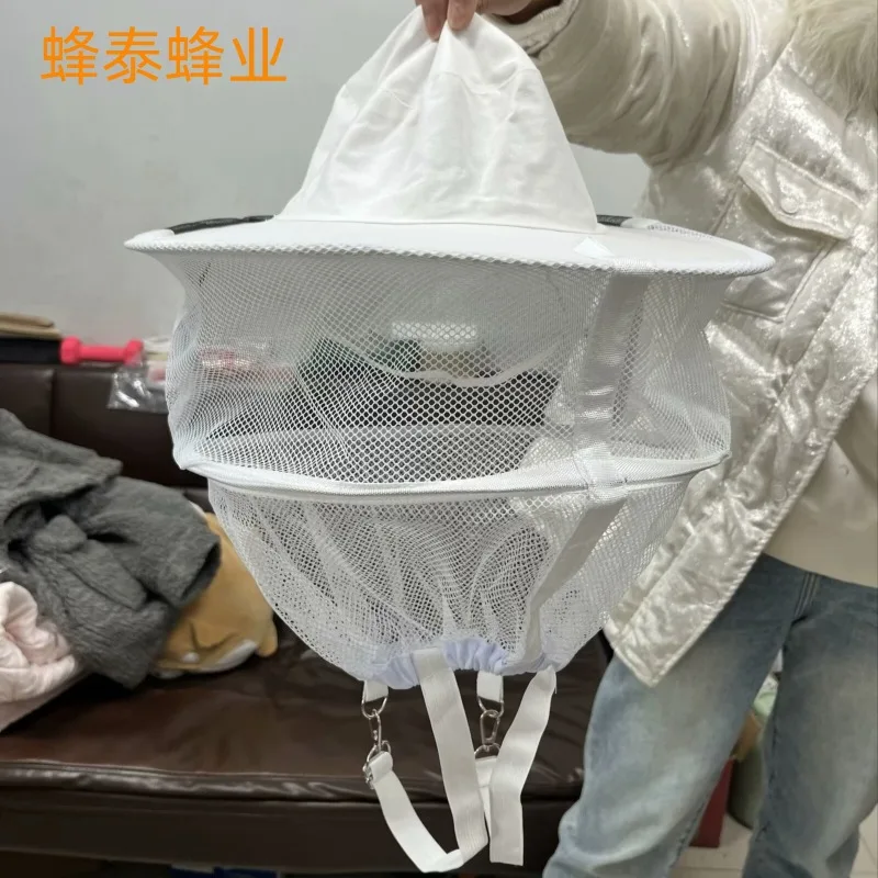 Anti-bee Cap White Double-layer Pure Cotton Anti-mosquito Bee Sting Face Net Hat Protective Cap, Wholesale of Beekeeping Tools