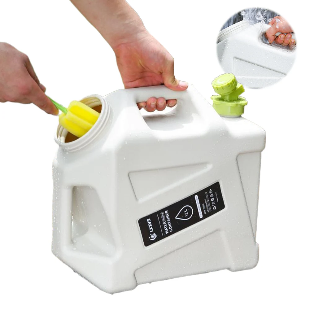 

12L Water Storage Container with Faucet Drinking Water Bucket Large Capacity Water Dispenser Carrier for Outdoor Hiking