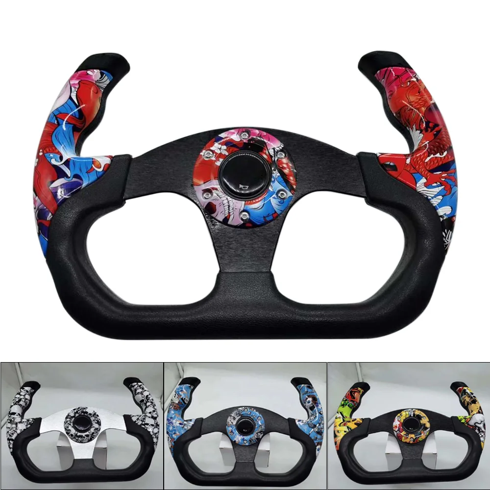 Modified Racing 13Inch 330mm Flat Drift Steering Wheel D-Type PU Universal