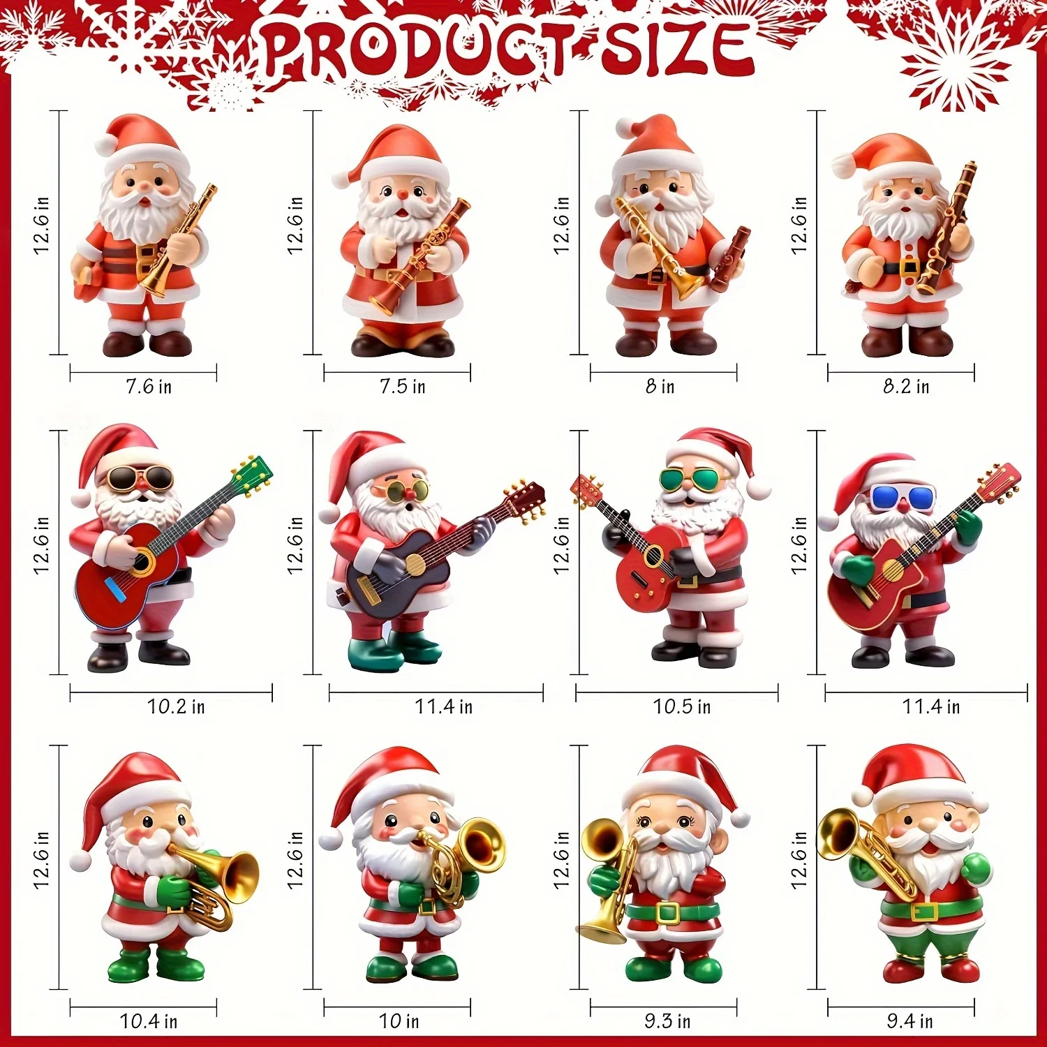 12Pcs 2D Flat Christmas Wooden Music Santa Claus Wooden Pendant Christmas Tree Decoration Perfect Holiday Gift Decor view 3