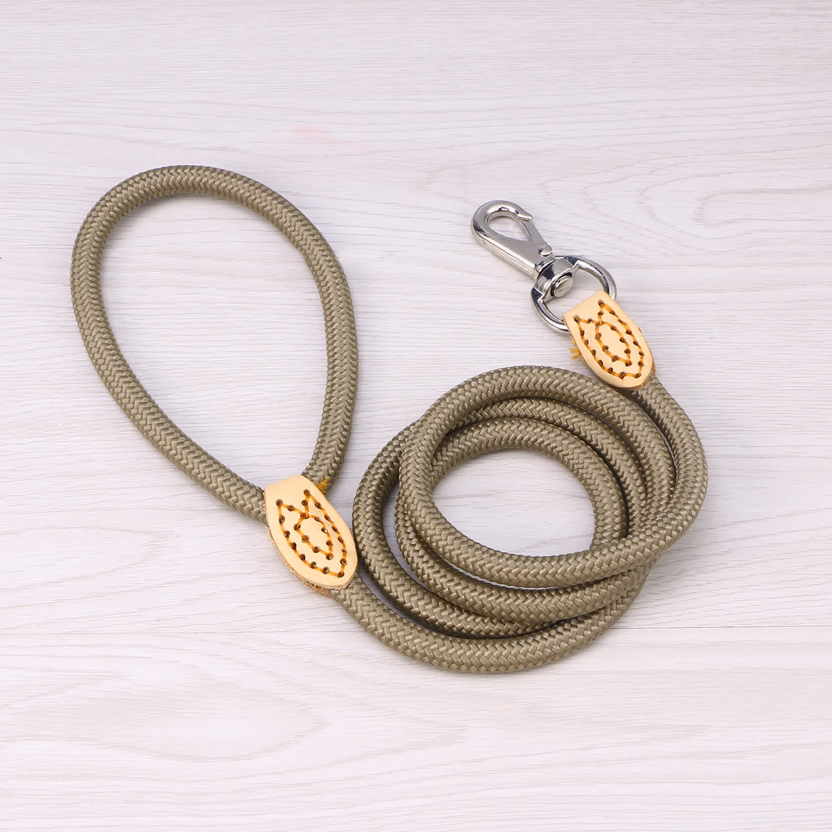 Tailor Handle Mountain Climbing Dog Rope Leash with Heavy Duty Metal Sturdy Clasp 1cm x 125m (Beige)