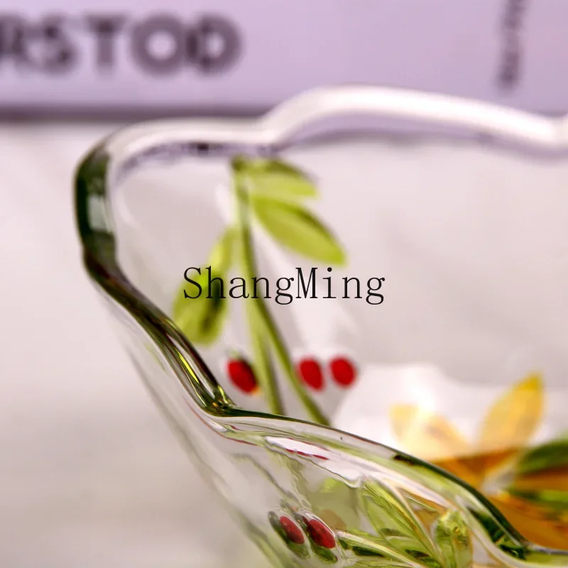 

CL painted grape glass fruit plate high value small snack basin dried fruit candy plate household living room fruit plate