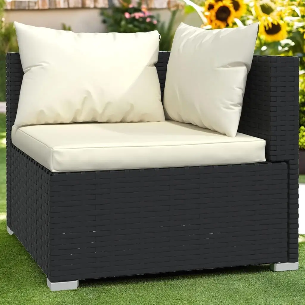 12-Piece Black Poly Rattan Garden Lounge Set with Cushions for Outdoor Use