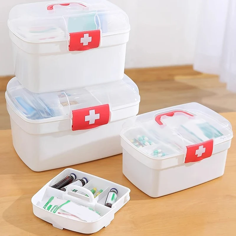 Portable Medicine Storage Box Large Capacity Medicine Kit Family Hand First Aid Chest Simple Travel Emergency Box