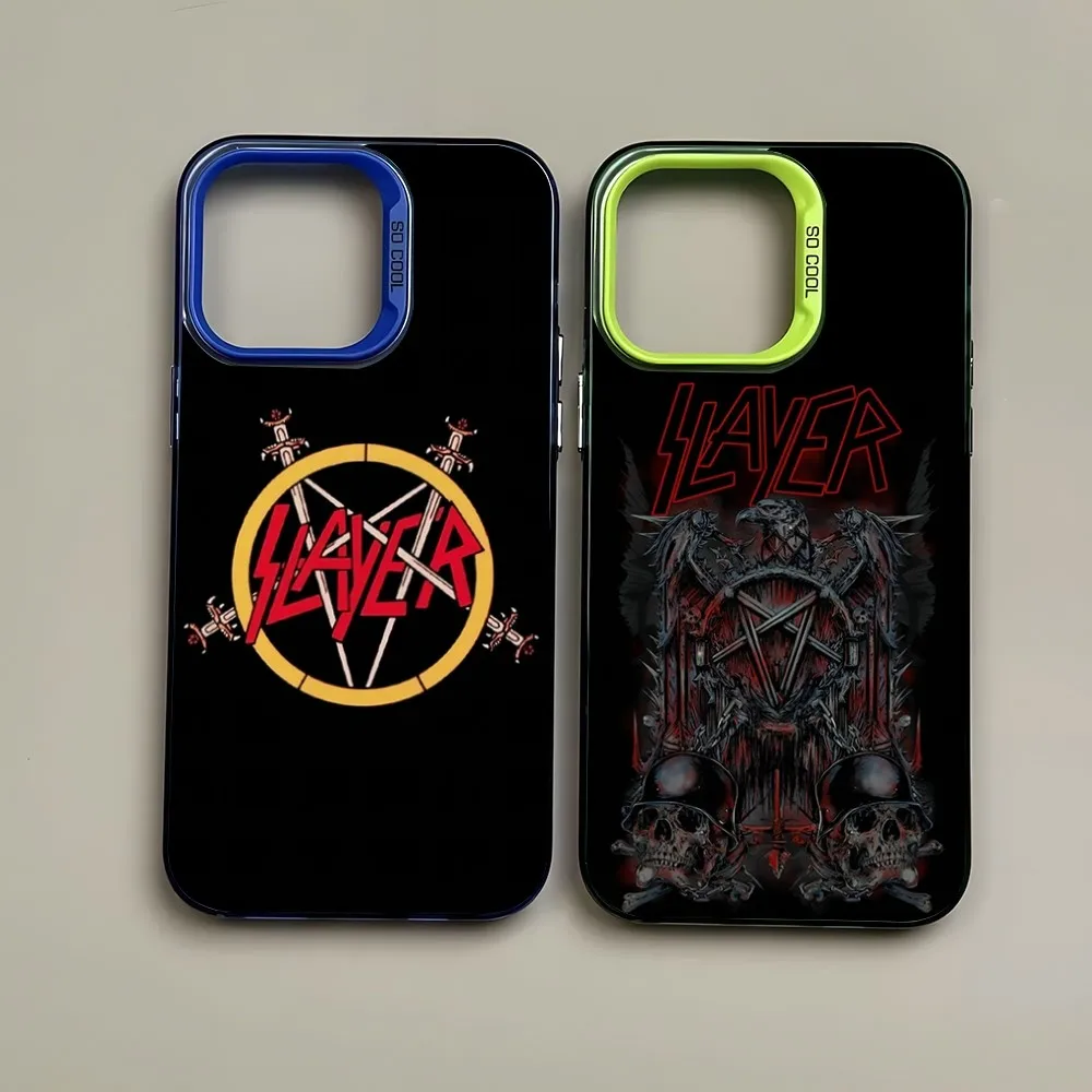 Slayer Heavy Metal Rock Band Amazing Phone Case Trendy Brand Colored Silver Trendy For IPhone 15 14 13 12 Pro Max 11 Couple