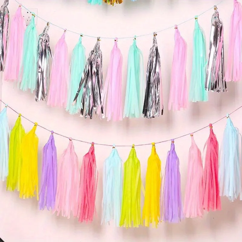 

20pcs Multicolor DIY Tissue Paper Tassel Garland Sets Baby Shower Anniversary Birthday Party Wedding Valentine's Day Decoration