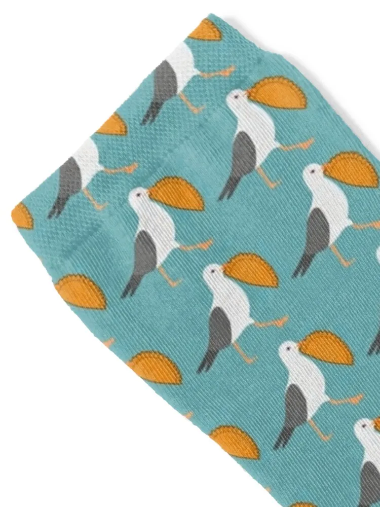 Seagull Stealing Cornish Pasty Funny Cornwall Beach Themed Socks sports stockings Thermal man winter Men's Socks Women's