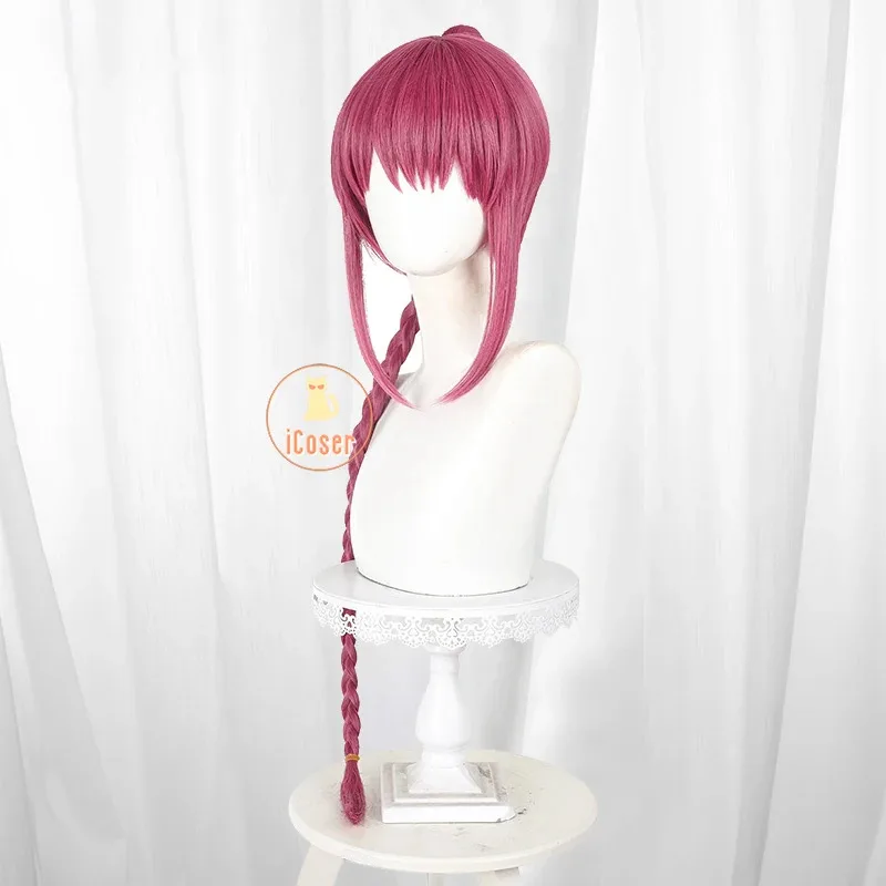 أنيمي ساكاموتو أيام لو شاوتانغ شعر مستعار تأثيري أحمر طويل مضفر ذيل حصان حفلة الهالوين للنساء لعب الأدوار الدعائم ملحق iCoser