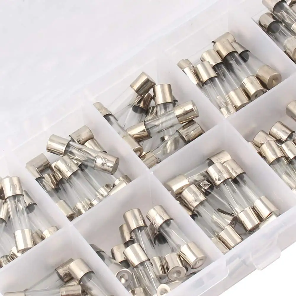 100pcs Fast-Blow Glass Fuses Assorted Kit 10Values Amp 5x20mm 250V 0.2 0.5 1 2 3 5 8 10 15 20A Quick Blow Tube Fuses Replacement