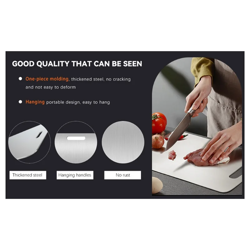 Deska do krojenia ze stali nierdzewnej A02M, antybakteryjna, odporna na pleśń, do krojenia owoców i warzyw, deska do ugniatania ciasta.